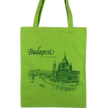 VÁSZONTÁSKA SZINES ALAPON BUDAPEST,PARLAMENT, Világoszöld