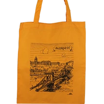 VÁSZONTÁSKA SZINES ALAPON BUDAPEST,LÁNCHÍD, Sárga