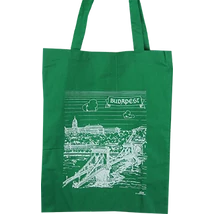 VÁSZONTÁSKA SZINES ALAPON BUDAPEST,LÁNCHÍD, Sötétzöld