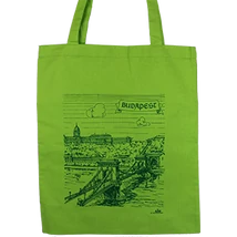 VÁSZONTÁSKA SZINES ALAPON BUDAPEST,LÁNCHÍD, Világoszöld