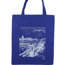 VÁSZONTÁSKA SZINES ALAPON BUDAPEST,LÁNCHÍD, Sötétkék