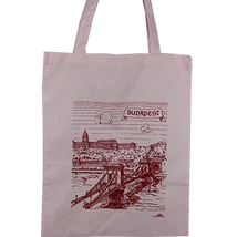 VÁSZONTÁSKA SZINES ALAPON BUDAPEST,LÁNCHÍD, Rózsaszín