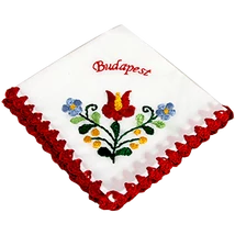 ZSEBKENDŐ HÍMZETT Budapest felirattal, piros