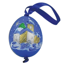 KÉKFESTŐS TOJÁS Karácsonyi mintával, kék