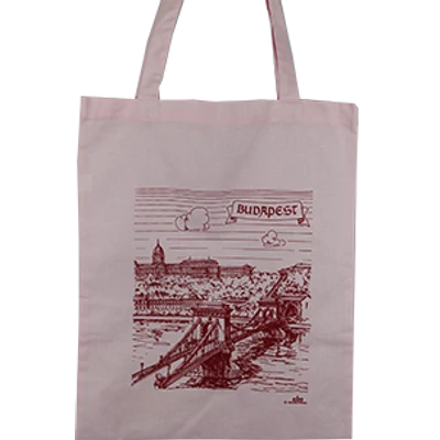 VÁSZONTÁSKA SZINES ALAPON BUDAPEST,LÁNCHÍD, Rózsaszín