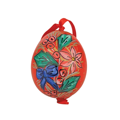 KÉKFESTŐS TOJÁS Karácsonyi mintával, piros