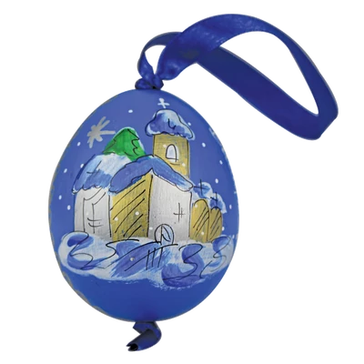 KÉKFESTŐS TOJÁS Karácsonyi mintával, kék