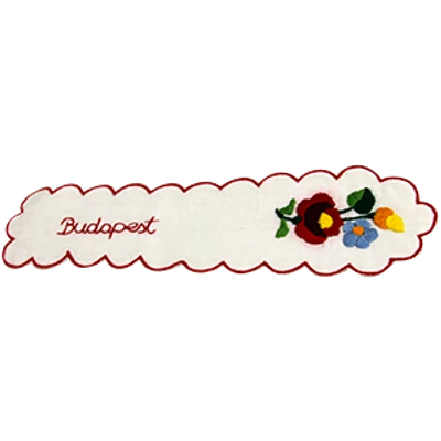 KÖNYVJELZŐ HÍMZETT KALOCSAI Budapest felirattal, piros