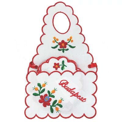 ÜVEGKÖTÉNY+ALÁTÉT HÍMZETT Budapest felirattal, piros, csomagolt